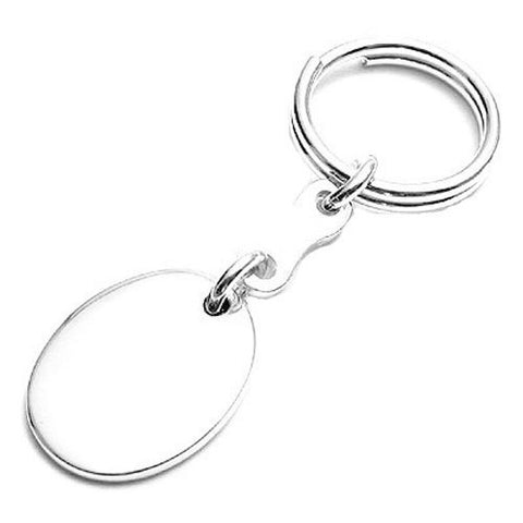 Elegant sterling silver keychain w/ engravable oval tag | Wholesale 925 Sterling Silver Jewelry & Accessories