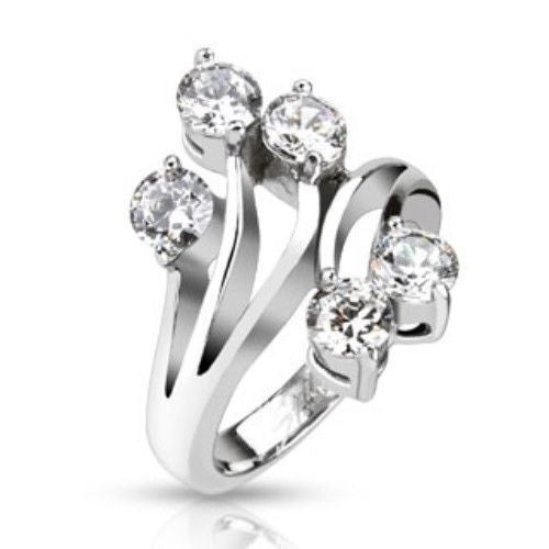 Beautiful radiant vine wrap ring with 5 CZs | Wholesale Stainless Steel Rings - Jewelry