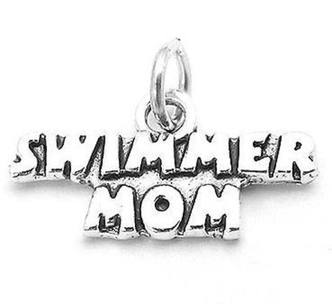 Wonderful "Swimmer Mom" Talking Charm for your sporty mother. Wholesale Sterling Silver Charms - Jewelry