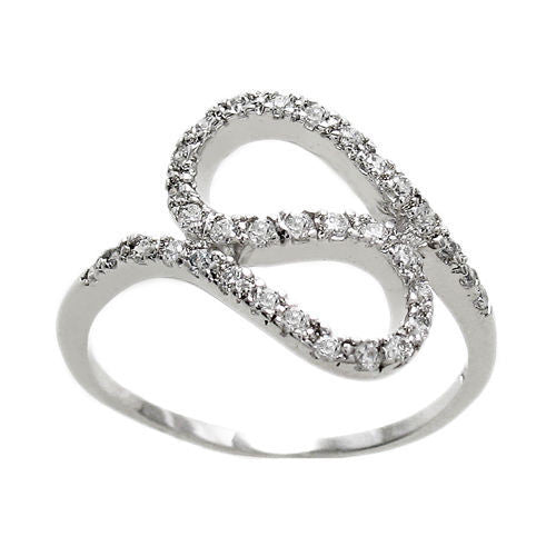 Artsy swirly squiggly ring lined in CZs | Wholesale sterling silver rings - Jewelry | Main photo