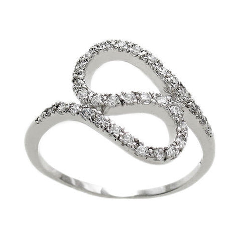 Artsy swirly squiggly ring lined in CZs | Wholesale sterling silver rings - Jewelry | Main photo