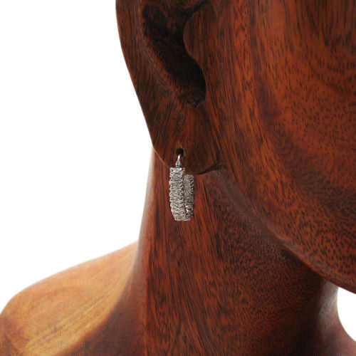 Sterling Silver Tangled Mesh Wire Round Hoop Earrings 20mm