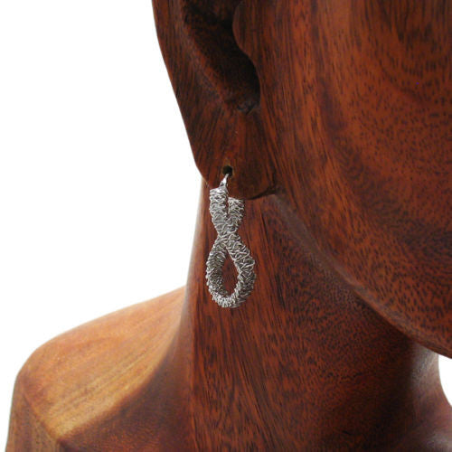 Stylish Tangled Mesh Wire Twisting Hoop Earrings | Wholesale Sterling Silver Jewelry | Alternate