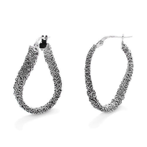 Stylish Tangled Mesh Wire Twisting Hoop Earrings | Wholesale Sterling Silver Jewelry | Main