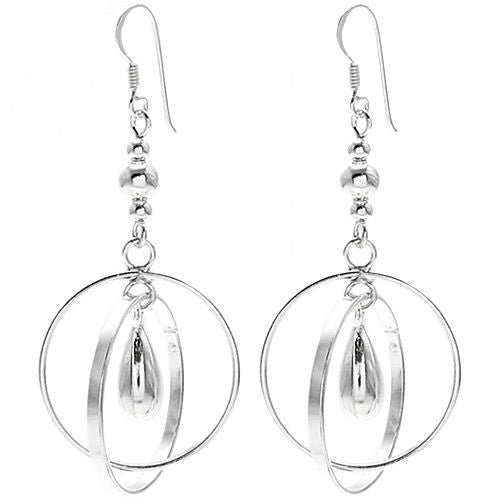 Marvelous teardrop hanging in interlocking rings hook earrings | Wholesale 925 Sterling Silver Jewelry | Item photo