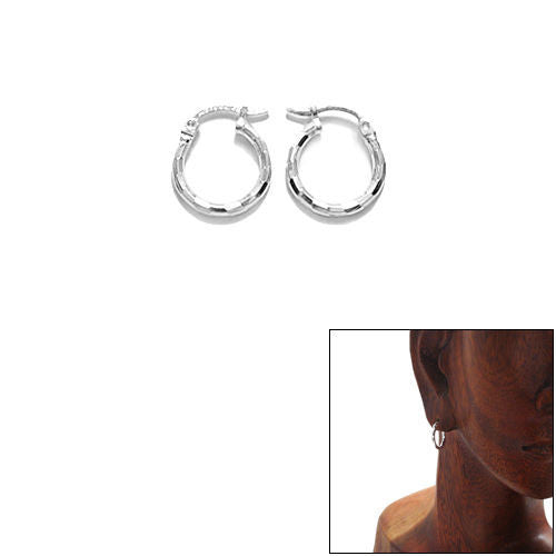 Cute Thin 14mm Diameter Faceted Hoop Earrings | Wholesale Sterling Silver Jewelry | Main