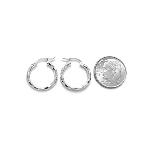 Cute Thin 16mm Diameter Faceted Hoop Earrings | Wholesale Sterling Silver Jewelry | Alternate