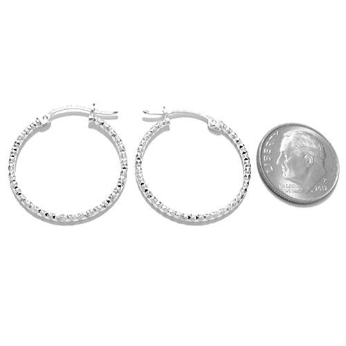 Thin 23mm Diamond Cut Hoop Earrings  | Wholesale Sterling Silver Jewelry | Alternate