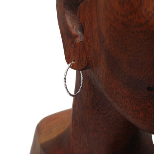 Thin 23mm Diamond Cut Hoop Earrings  | Wholesale Sterling Silver Jewelry | Alternate