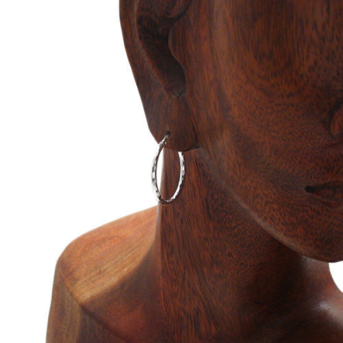 Thin 24mm Diameter Faceted Hoop Earrings | Wholesale Sterling Silver Jewelry | Alternate