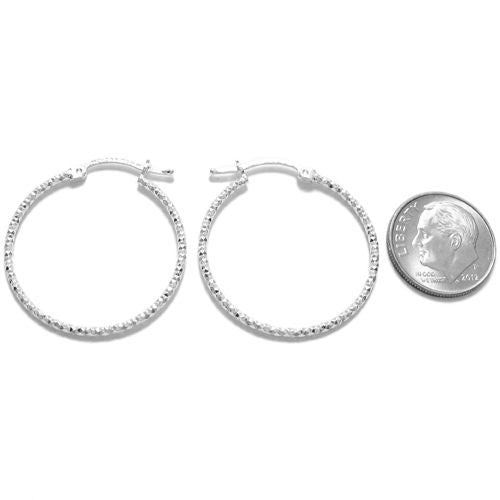 Thin 28mm Diamond Cut Hoop Earring | Wholesale Sterling Silver Jewelry | Alternate