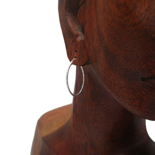 Thin 28mm Diamond Cut Hoop Earring | Wholesale Sterling Silver Jewelry | Alternate