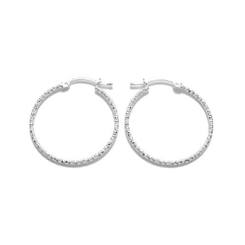 Thin 28mm Diamond Cut Hoop Earring | Wholesale Sterling Silver Jewelry | Alternate