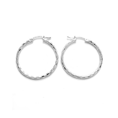 Thin 29mm Diameter Faceted Hoop Earrings | Wholesale Sterling Silver Jewelry | Alternate