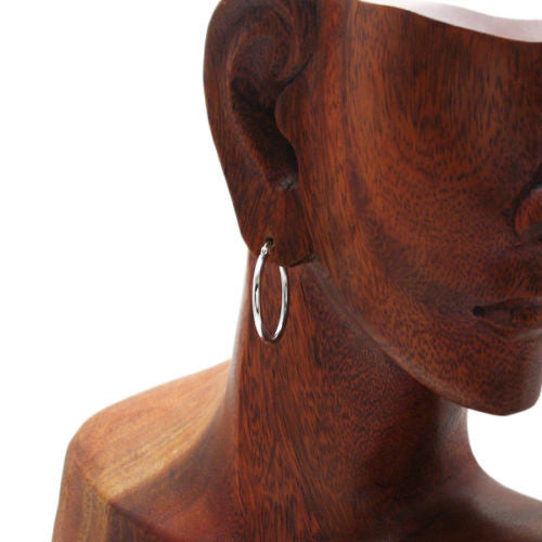 Timeless Thin 2mm Plain Round Hoop Earrings in 25mm | Wholesale Sterling Silver Jewelry | Alternate