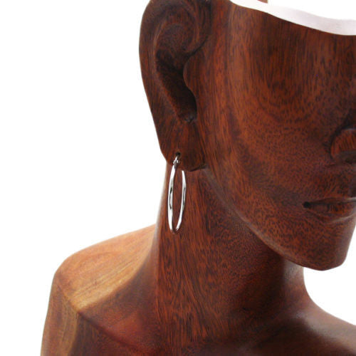 Timeless Thin 2mm Plain Round Hoop Earrings in 30mm | Wholesale Sterling Silver Jewelry | Alternate