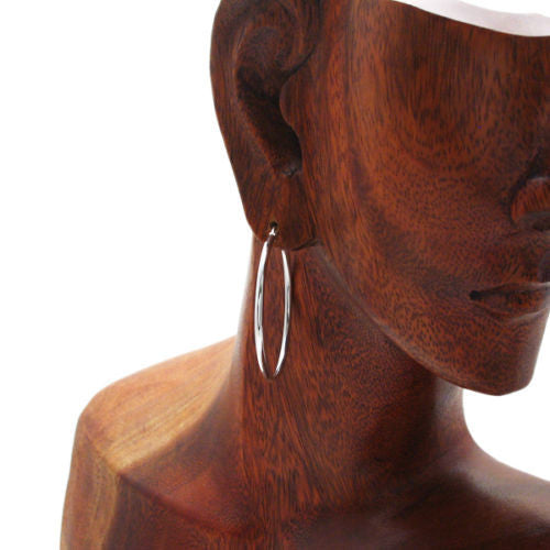 Timeless Thin 2mm Plain Round Hoop Earrings in 40mm | Wholesale Sterling Silver Jewelry | Alternate