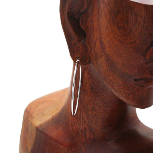 Timeless Thin 2mm Plain Round Hoop Earrings in 50mm | Wholesale Sterling Silver Jewelry | Alternate