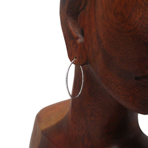 Thin 33mm Diameter Diamond Cut Hoop Earrings | Wholesale Sterling Silver Jewelry | Alternate