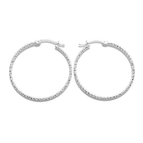 Thin 33mm Diameter Diamond Cut Hoop Earrings | Wholesale Sterling Silver Jewelry | Alternate