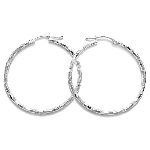 Thin 39mm Diameter Faceted Hoop Earrings | Wholesale Sterling Silver Jewelry | Alternate