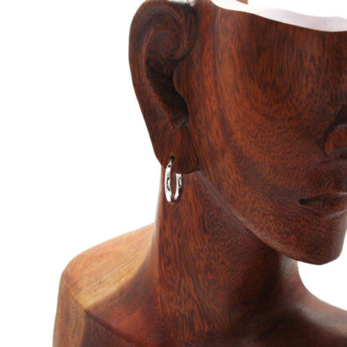 Sterling Silver Thin 3mm Plain Round Hoop Earrings. Available in 8 Sizes.