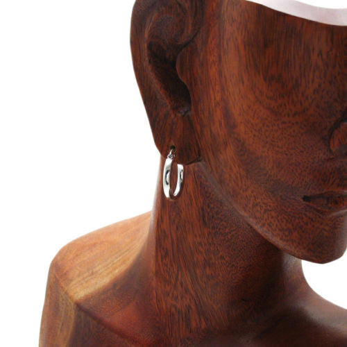 Sterling Silver Thin 3mm Plain Round Hoop Earrings. Available in 8 Sizes.