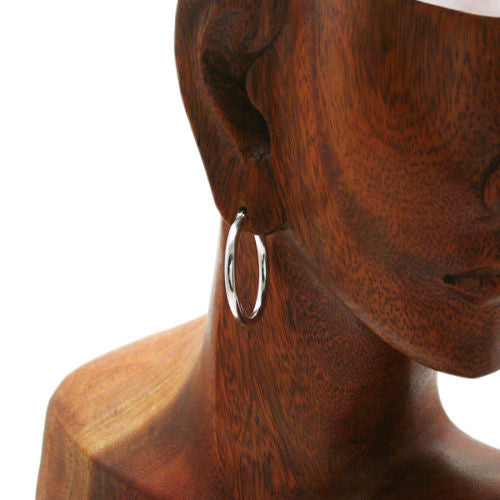 Sterling Silver Thin 3mm Plain Round Hoop Earrings. Available in 8 Sizes.