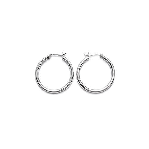 Sterling Silver Thin 3mm Plain Round Hoop Earrings. Available in 8 Sizes.