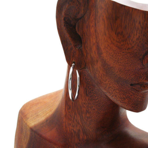 Sterling Silver Thin 3mm Plain Round Hoop Earrings. Available in 8 Sizes.
