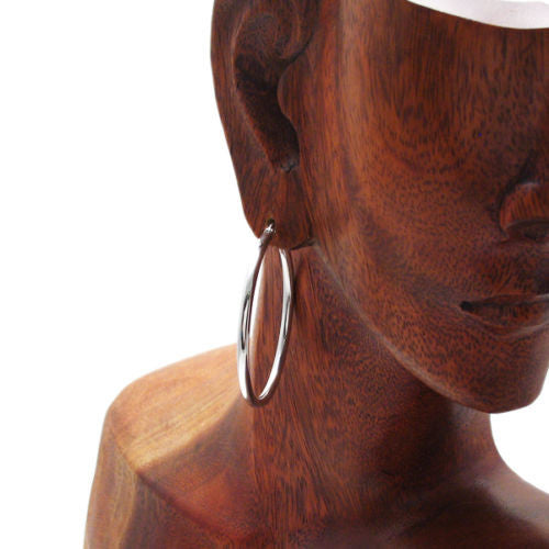 Sterling Silver Thin 3mm Plain Round Hoop Earrings. Available in 8 Sizes.