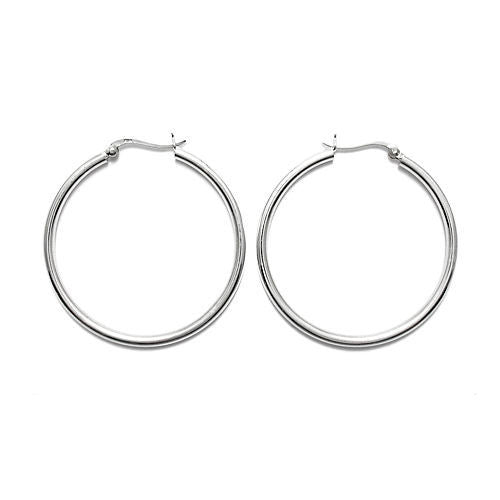 Sterling Silver Thin 3mm Plain Round Hoop Earrings. Available in 8 Sizes.