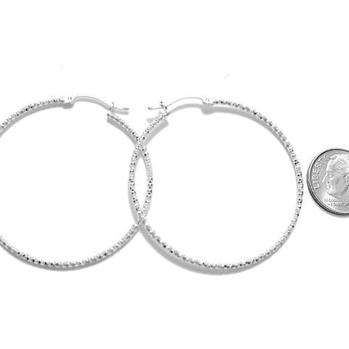 Thin 43mm Diamond Cut Hoop Earrings | Wholesale Sterling Silver Jewelry | Alternate