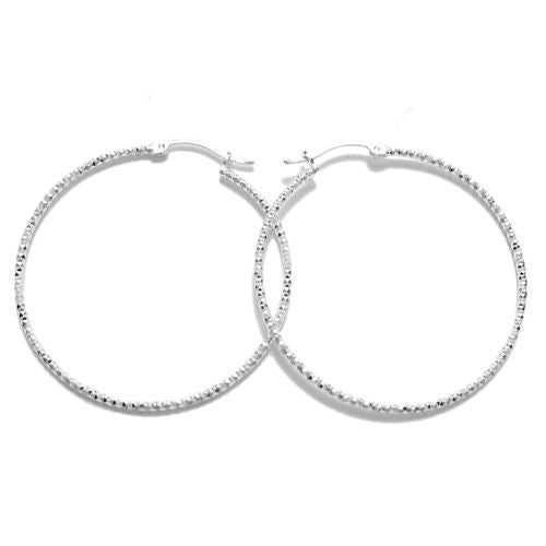 Thin 43mm Diamond Cut Hoop Earrings | Wholesale Sterling Silver Jewelry | Alternate