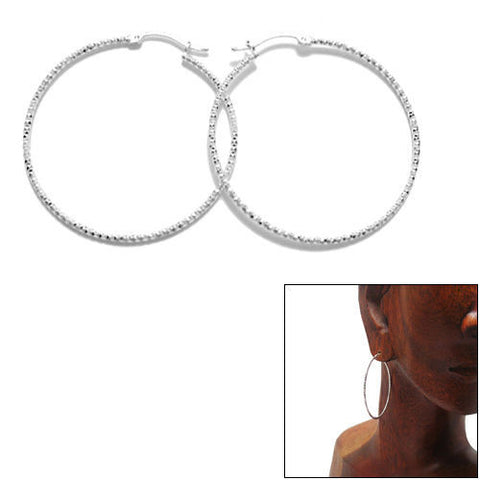 Thin 43mm Diamond Cut Hoop Earrings | Wholesale Sterling Silver Jewelry | Main