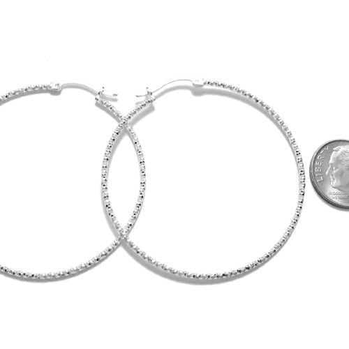Thin 48mm Diamond Cut Hoop Earrings | Wholesale Sterling Silver Jewelry | Alternate
