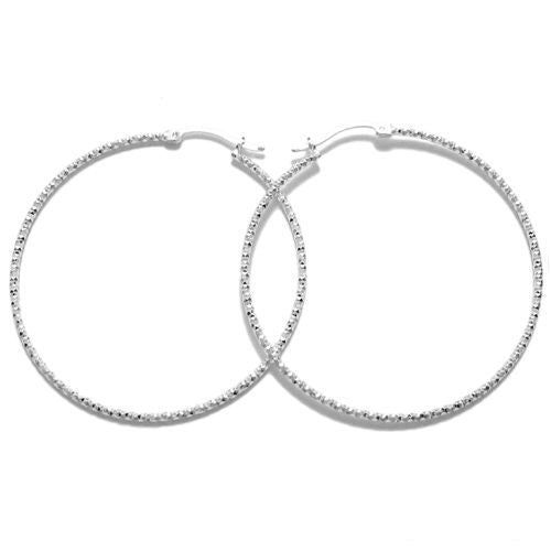 Thin 48mm Diamond Cut Hoop Earrings | Wholesale Sterling Silver Jewelry | Alternate