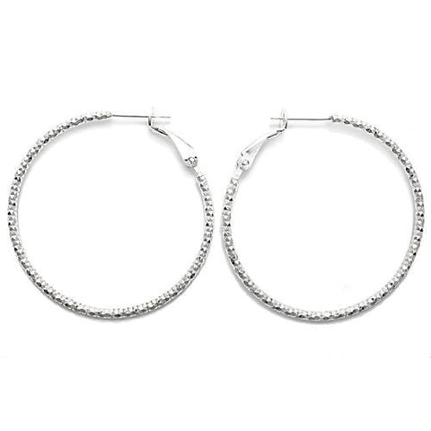 Elegant Thin Diamond Cut Hoop Earrings in 40mm | Wholesale Sterling Silver Jewelry | Main