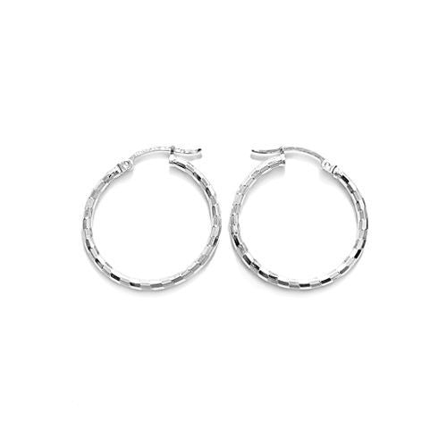Thin Faceted Hoop Earrings in 24mm | Wholesale Sterling Silver Jewelry | Alternate