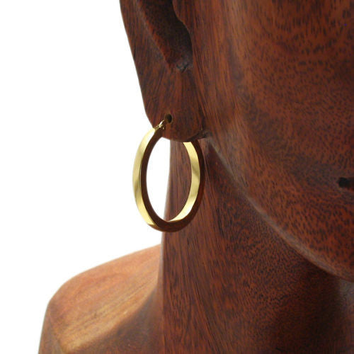 Thin Gold 30mm Squared Plain Hoop Earrings | Wholesale Sterling Silver Jewelry | Alternate