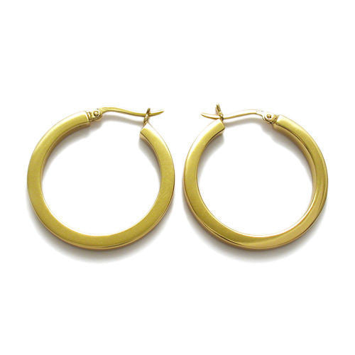 Thin Gold 30mm Squared Plain Hoop Earrings | Wholesale Sterling Silver Jewelry | Alternate