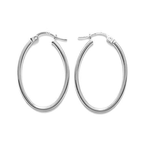 Impeccable Thin Oval Hoop Earrings in 16mm | Wholesale Sterling Silver Jewelry | Main