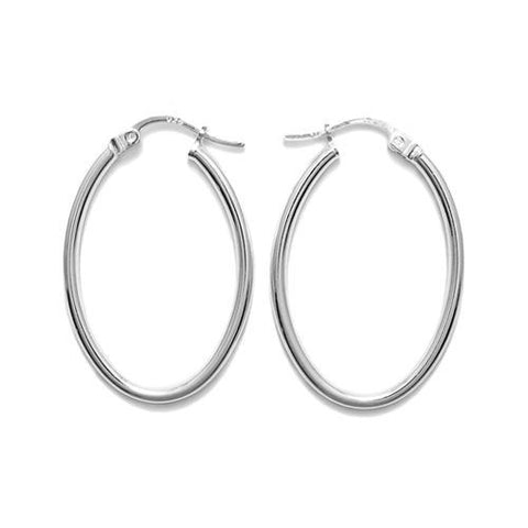 Impeccable Thin Oval Hoop Earrings in 16mm | Wholesale Sterling Silver Jewelry | Main