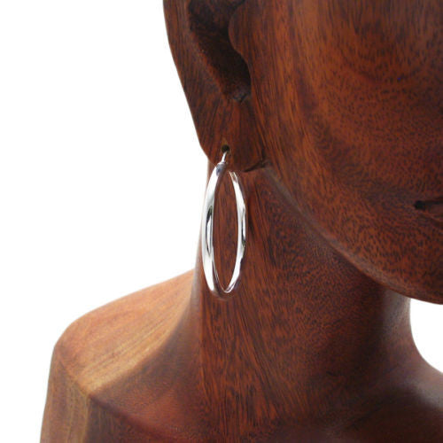 Wonderful Thin Plain 3mm Hoop Earrings 40mm | Wholesale Sterling Silver Jewelry | Alternate