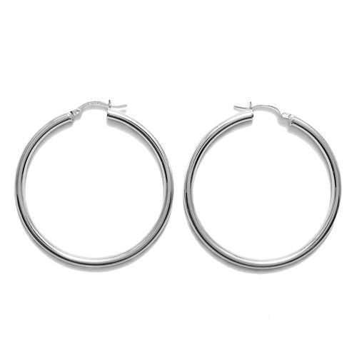 Wonderful Thin Plain 3mm Hoop Earrings 45mm | Wholesale Sterling Silver Jewelry | Alternate
