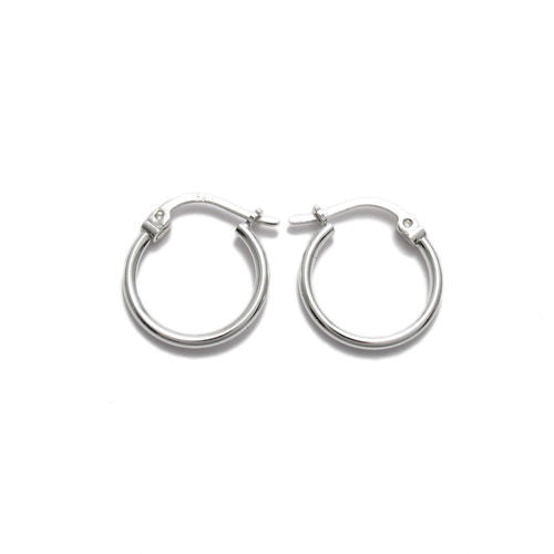 Classic Thin Plain Polished Hoop Earrings 12mm | Wholesale Sterling Silver Jewelry | Main