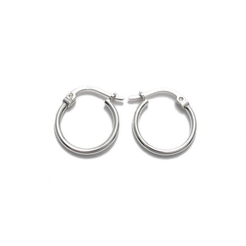 Classic Thin Plain Polished Hoop Earrings 12mm | Wholesale Sterling Silver Jewelry | Main
