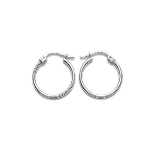 Thin Plain Polished Hoop Earrings 14mm | Wholesale Sterling Silver Jewelry | Main