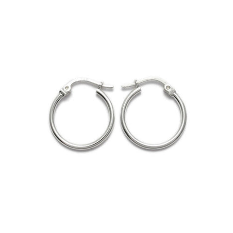 Thin Plain Polished Hoop Earrings 14mm | Wholesale Sterling Silver Jewelry | Main