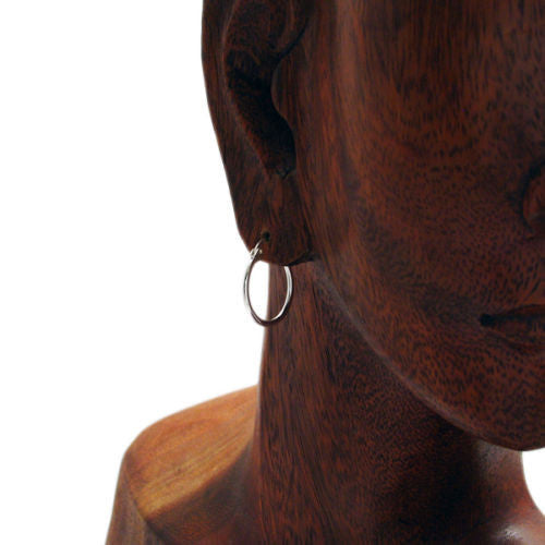 Thin Plain Polished Hoop Earrings 14mm | Wholesale Sterling Silver Jewelry | Alternate